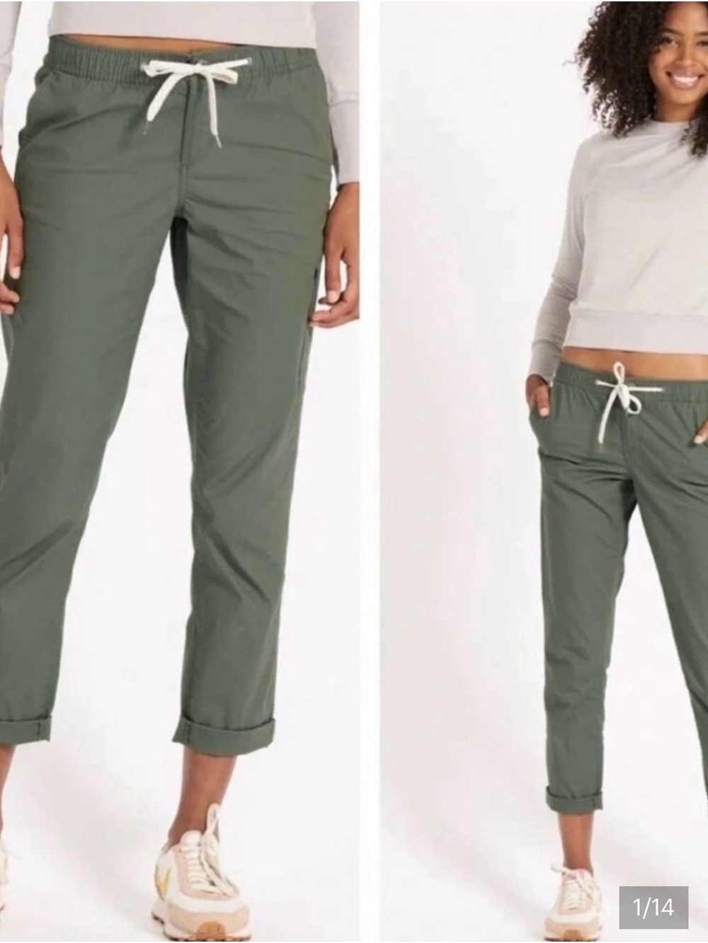 Vuori Olive Drawstring Cropped Pants Medium